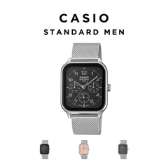 Casio MTP-M306M-4AVDF Men’s Analog Stainless Steel Mesh Watch – Pink Dial, Day-Date & 24-Hour Subdials, 50M Water Resistant