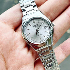 CASIO LTP-1170A Series Women’s Analog Watch – Stainless Steel Bracelet, Classic Silver Design, Quartz Movement, Date Display, Water Resistant