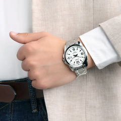 CASIO MTP-1314D Series Men’s Analog Watch – Silver Stainless Steel, Large Dial, Quartz Movement, Date Display, Classic Business Design, Water Resistant