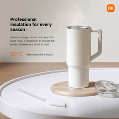 XIAOMI Straw Mug – 480ml Leak-Proof Portable Thermos Cup with Flip Lid, BPA-Free, Travel Tumbler with Straw for Hot & Cold Drinks