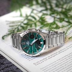 CASIO Edifice EFV-C120D-3ADF Men’s Analog-Digital Watch – Green Dial, 10-Year Battery, World Time, 100m Water Resistant, Stainless Steel