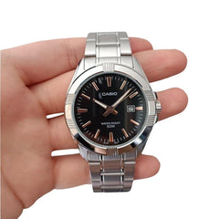 CASIO MTP-1308D Men’s Analog Watch – Stainless Steel Band, Date Display, Quartz Movement, 50M Water Resistant