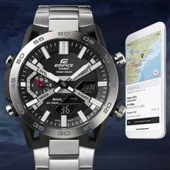Casio Edifice ECB-2000D-1ADF Men's Bluetooth Solar Chronograph Watch with Stainless Steel Band & Smartphone Link