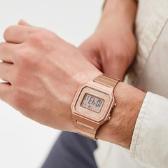 CASIO B650WC-5ADF Vintage Digital Watch – Rose Gold Stainless Steel, LED Light, Alarm, Stopwatch, Water Resistant, Retro 80s Classic Design