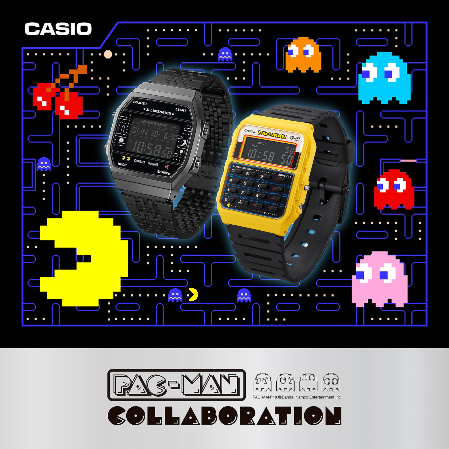 CASIO CA-53WPC-1BDR PAC-MAN Collaboration Digital Watch – Retro Design, Classic Pac-Man Graphics, Multi-Function, Water-Resistant - THE HAPPY BUY