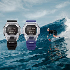 CASIO G-SHOCK GBX-100S-1D G-LIDE Surf Watch – MIP High-Def Display, Tide & Moon Data, Sunrise/Sunset, Bluetooth Smartphone Link, 200M Water Resistant, Stainless-Steel/Resin Bezel