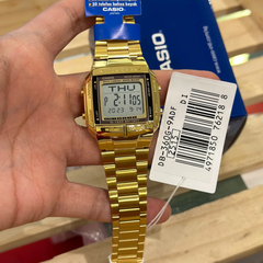 CASIO DB-360G-9A(S)DF Unisex Databank Watch – Gold Stainless Steel, Telememo 30, Dual Time, 5 Alarms, LED Light, 10-Year Battery
