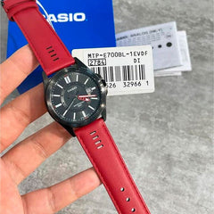 CASIO MTP‑E700BL‑1EVDF Men’s Analog Watch – Black Dial Stainless Steel Case, Leather Strap | Classic, Water‑Resistant Design