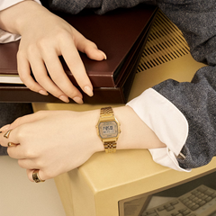 CASIO LA680WGA-9DF Vintage Digital Watch – Gold-Tone Stainless Steel, Retro Design with Multi-Function Features