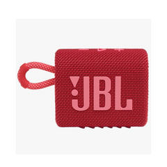 Red JBL portable speaker on a white background