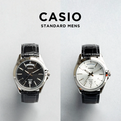 CASIO MTP-1370L Series Men’s Analog Watch – Genuine Leather Strap, Day & Date Display, Quartz Movement, Classic Design, Water Resistant