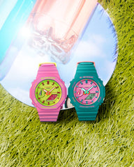 CASIO G‑SHOCK GMA‑S2100BS‑3ADR Women’s Analog‑Digital Watch – Translucent Green Resin, Slim Octagonal Case, Carbon Core Guard, 200 M Water Resistant