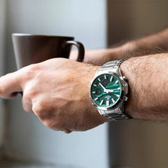 CASIO Edifice EFV-C120D-3ADF Men’s Analog-Digital Watch – Green Dial, 10-Year Battery, World Time, 100m Water Resistant, Stainless Steel