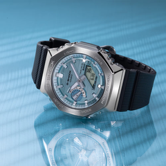 Casio G-SHOCK GBM-2100A-1A2DR Men’s Analog-Digital Metal Covered Ice Blue Dial Watch, Bluetooth, Tough Solar, 200M Water Resistant