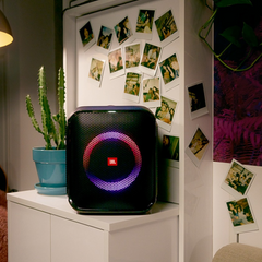 JBL PartyBox Encore Essential Portable Party Speaker – 100 W RMS Output, Built‑in Light Show, IPX4 Splash‑Proof, Grab‑&‑Go Handle, 6‑Hour Battery Life