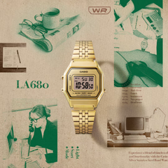 CASIO LA680WGA-9DF Vintage Digital Watch – Gold-Tone Stainless Steel, Retro Design with Multi-Function Features