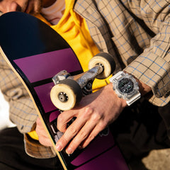 CASIO G-SHOCK GA-900SKL-7ADR Men's Analog-Digital Watch – Shock Resistant, 200M Water Resistant, Industrial Design, Transparent White & Blue