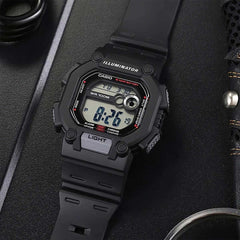 CASIO W-737H Series Standard Digital Youth Watch – 10-Year Battery, Super LED Backlight, Dual Time, Stopwatch, Countdown Timer, 100M Water Resistance, Shock-Resistant Resin Case – Men’s Sports Digital Watch