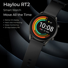 Haylou Solar RT2 Smart Watch – 1.32” HD AMOLED Display, 105 Sports Modes, Heart Rate & SpO2 Monitoring, Sleep Tracking, 20-Day Battery, IP68 Waterproof – Global Version for Android & iOS