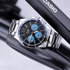 CASIO MTP-1374D Series Men’s Analog Watches – Sporty Design, Day/Date, Stainless Steel Bracelet & 50 m Water Resistance
