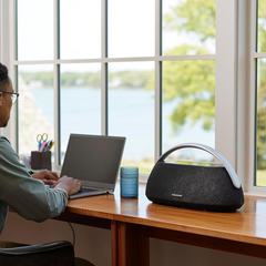 Harman Kardon Go + Play 3 Portable Bluetooth Speaker – 160 W RMS, 3‑Way Stereo, Auto Self‑Tuning, Built‑In Battery, Carry‑Handle Design