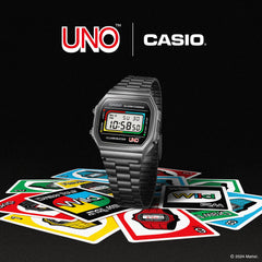 CASIO A168WEUC-1ADR Vintage Digital Watch – Men's Classic Black Stainless Steel Retro LED Alarm Chronograph Quartz Timepiece