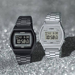 CASIO B640WDG-7DF Digital Vintage Watch – Retro 1980s Style, Stainless Steel Band, Multifunctional, Water-Resistant, Classic White Design