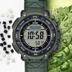 CASIO PROTREK PRG-340B-3DR Solar Powered Men’s Watch, Triple Sensor, 200M Water Resistant, Green Resin Strap