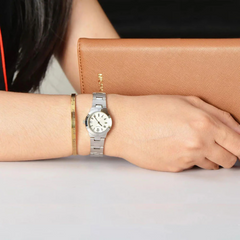 CASIO LTP-1241D Women’s Analog Watch – Stainless Steel Band, Elegant Dial, Date Display, Quartz Movement, Water Resistant