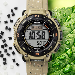 Casio Pro Trek PRG-340SC-5DR Men's Solar Outdoor Watch, Triple Sensor (Altimeter, Barometer, Compass), Bio-Based Resin Strap, Tough Solar Power, 100M Water Resistant