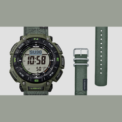 Casio PRO TREK PRG-340B-3DR Men’s Solar Triple Sensor Green Outdoor Watch, Tough Solar, 100M Water Resistant