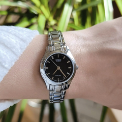 CASIO LTP‑1275D Series Women’s Analog Watch – Stainless Steel, Slim Profile, 30 m Water Resistant