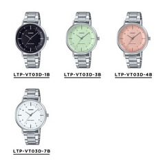 CASIO LTP-VT03D Series Women’s Analog Watches – Elegant Stainless Steel Design, Minimalist Dial, Water Resistant, Everyday Casual Style