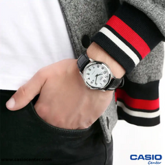 CASIO MTP-1183E Men’s Analog Watch – Leather Strap, Date Display, Ion-Plated Case & Water Resistant