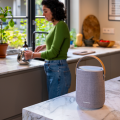 Harman Kardon Citation 200 Wireless Smart Speaker – 50 W Portable 360° Sound, Wi‑Fi & Bluetooth, IPX4 Splash‑Resistant, Google Assistant Built‑In