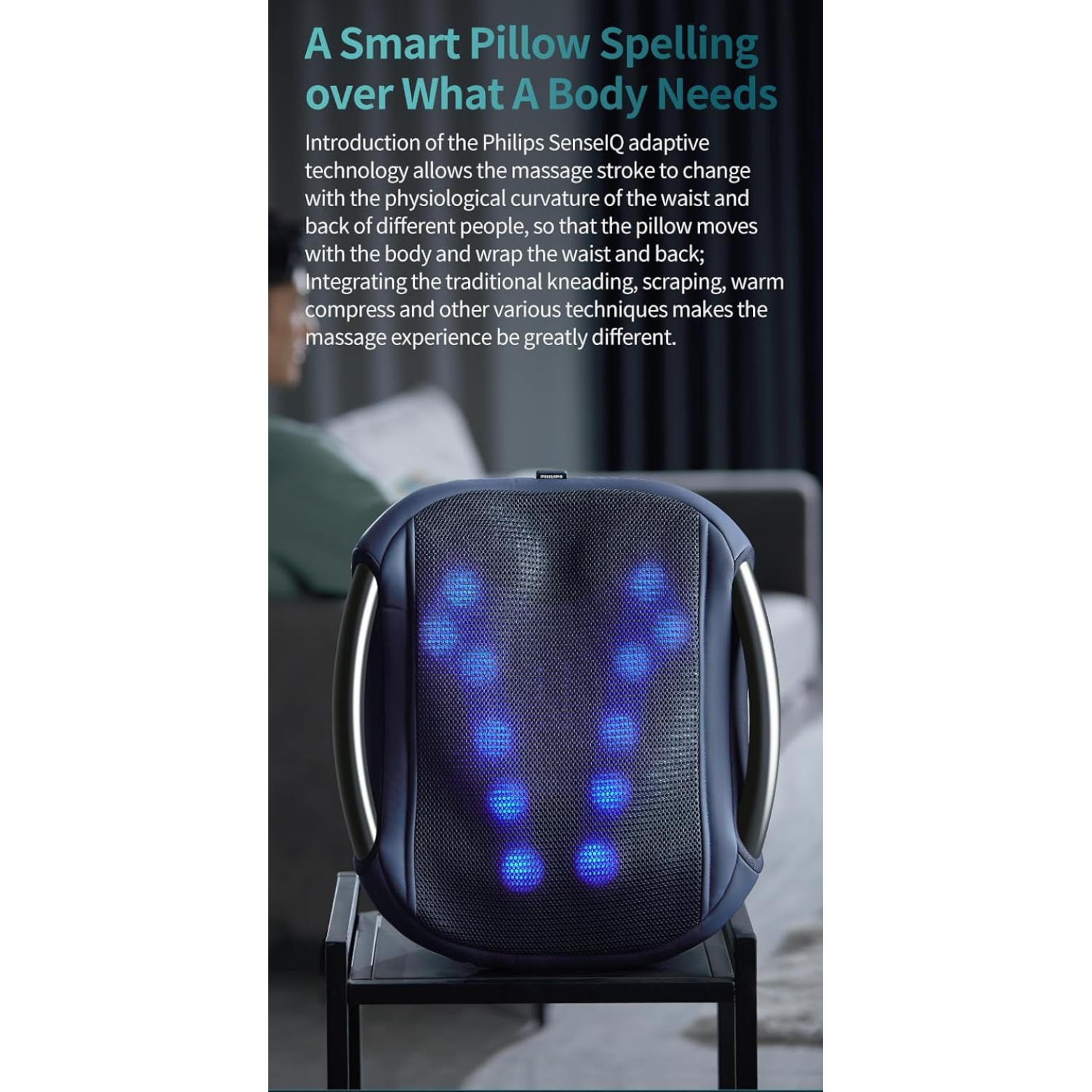 Philips PPM4501 Waist & Back Massager UK – 12‑Node 3D Floating Massage + 42 °C Hot Compress, 4 Modes, One‑Key Control - THE HAPPY BUY