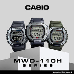 CASIO MWD-110H Series Men’s Digital Watch – Bold Display, LED Light, 100M Water Resistance, Sport Utility Design
