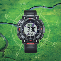 Casio PRO TREK PRG-340-1DR Men’s Solar Triple Sensor Black Outdoor Watch, Tough Solar, 100M Water Resistant