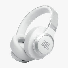White JBL headphones on a white background