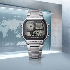 CASIO AE-1200WHD-1AVDF Digital Watch – Multi-Function, Water-Resistant, Stainless Steel Band