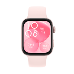 Smartwatch with a pink strap on a white background