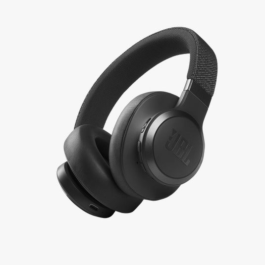 A single black over-ear wireless JBL Live 660NC headphone with a closed back design, visible driver unit, and an adjustable headband.