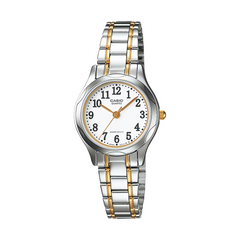 Two-tone Casio watch on a white background