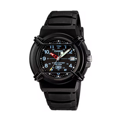 Black Casio watch on a white background