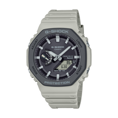 G-Shock watch with gray strap and black dial