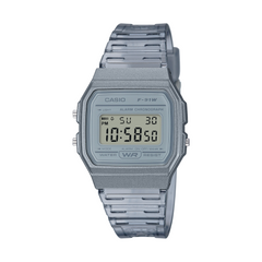 Silver Casio digital watch on a white background