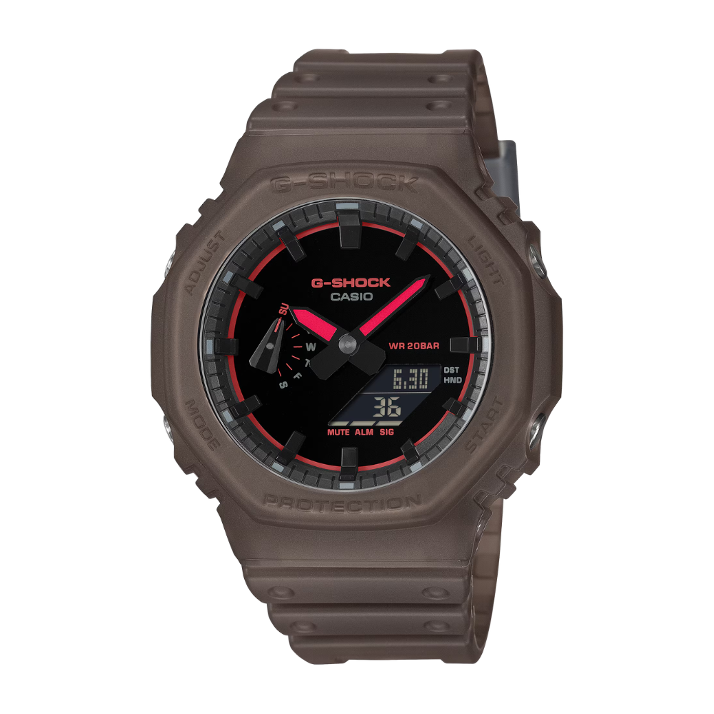 Brown Casio G-Shock watch on a white background