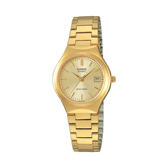 Gold Casio watch on a white background