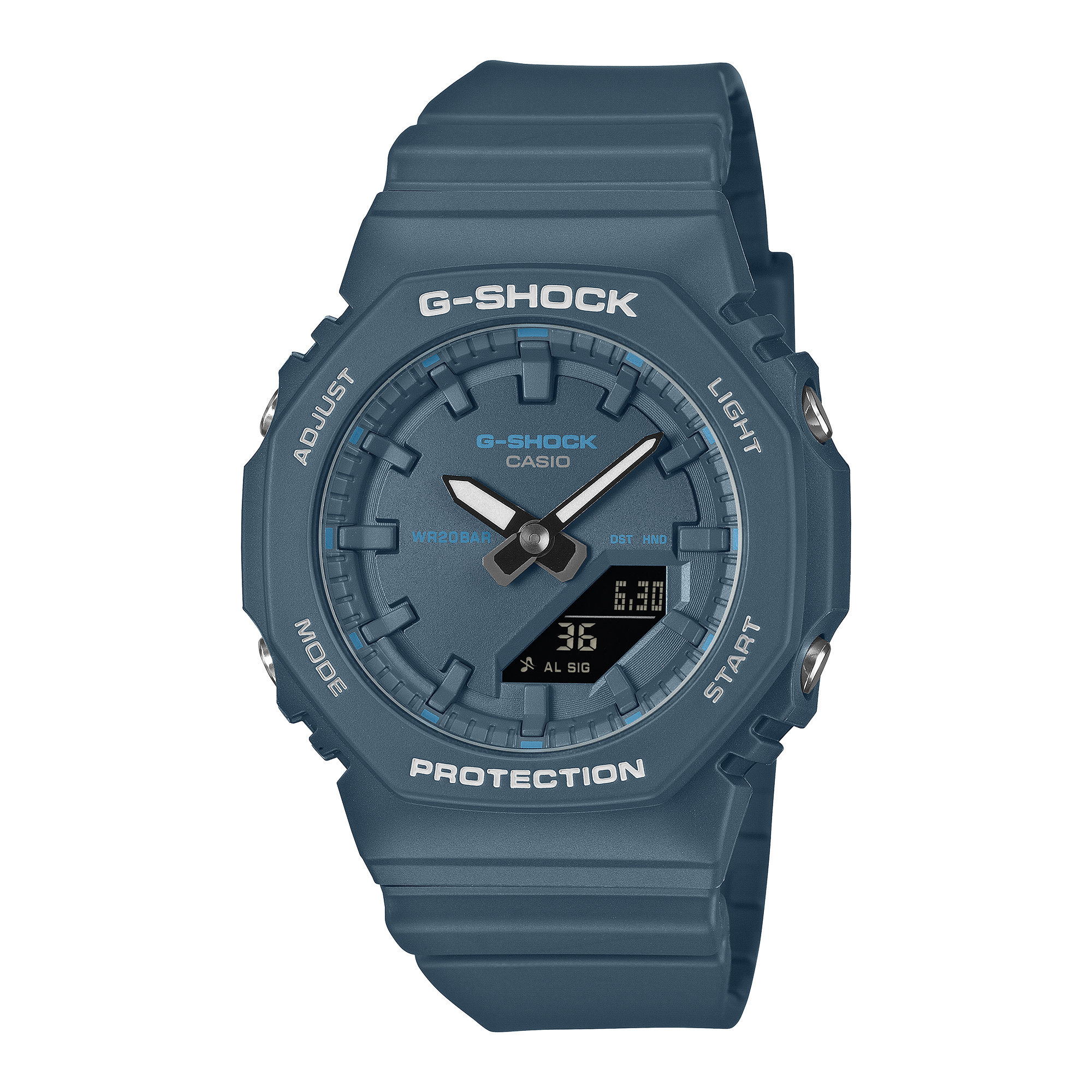 Blue G-Shock watch on a transparent background