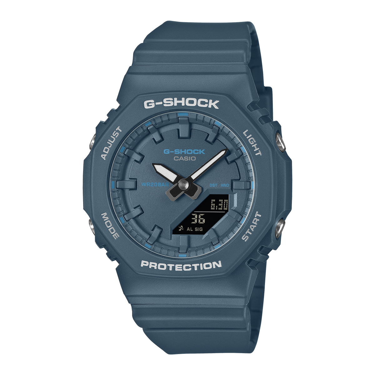 Blue G-Shock watch on a transparent background